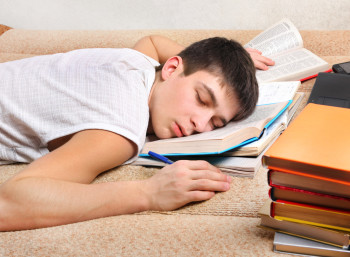 Teenager sleep with the Books
